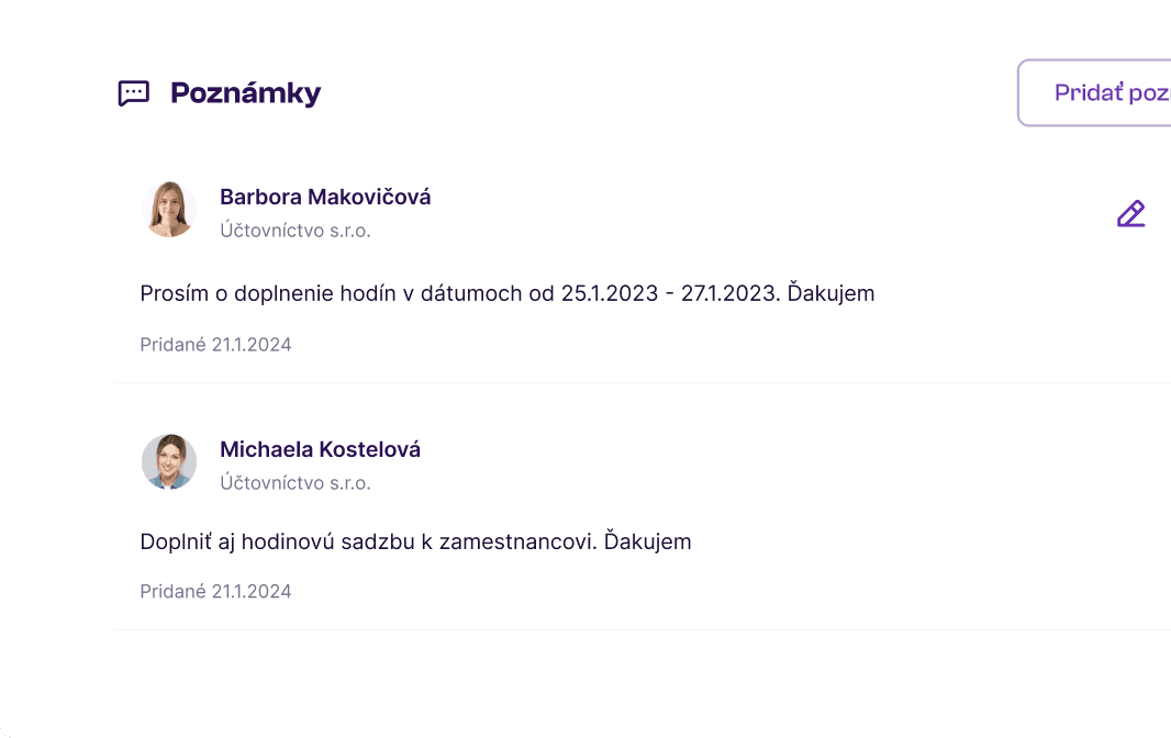 Poznámky k dokumentu od účtovnej firmy