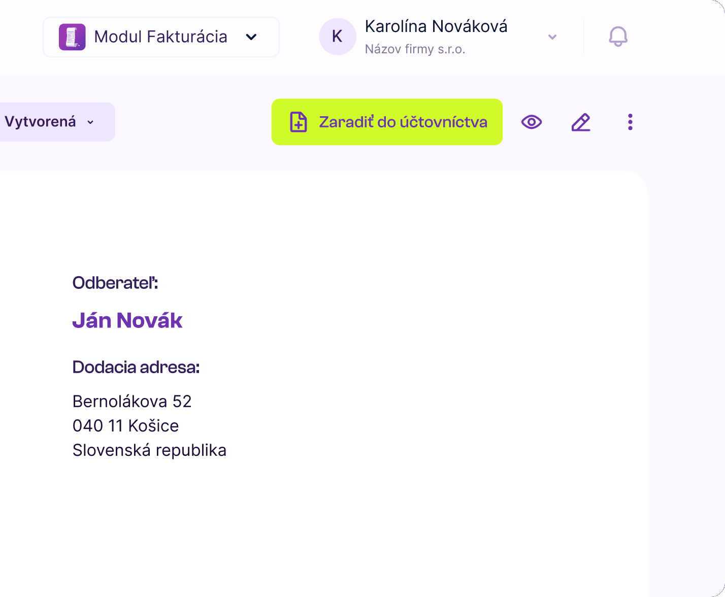 Zaradenie faktúry do účtovníctva v aplikácii Blossy